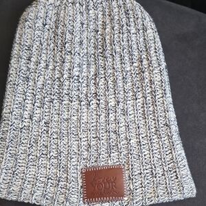 Love Your Melon Navy And White Knit Beanie